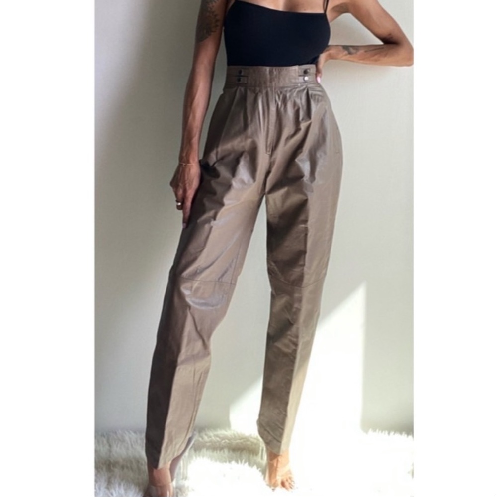 Vintage dead stock leather high rise pants